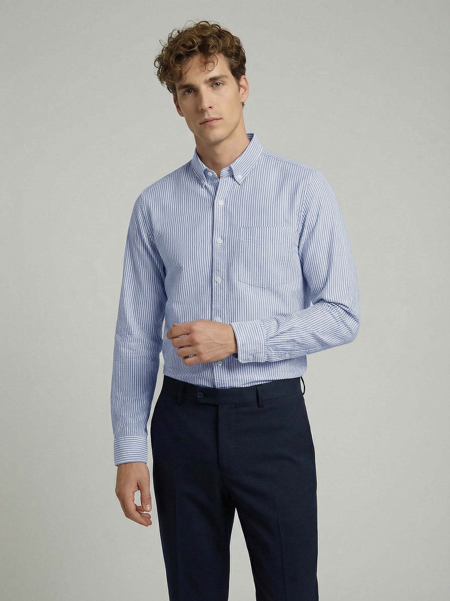 Celio* Striped Blue Cotton Regular Fit Men Shirts