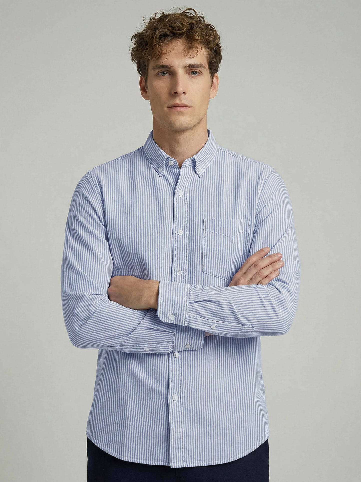 Celio* Striped Blue Cotton Regular Fit Men Shirts