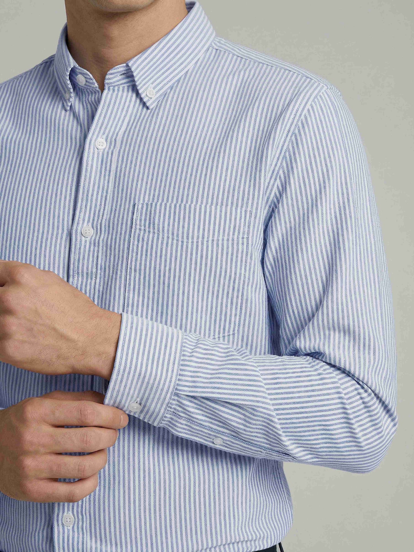Celio* Striped Blue Cotton Regular Fit Men Shirts