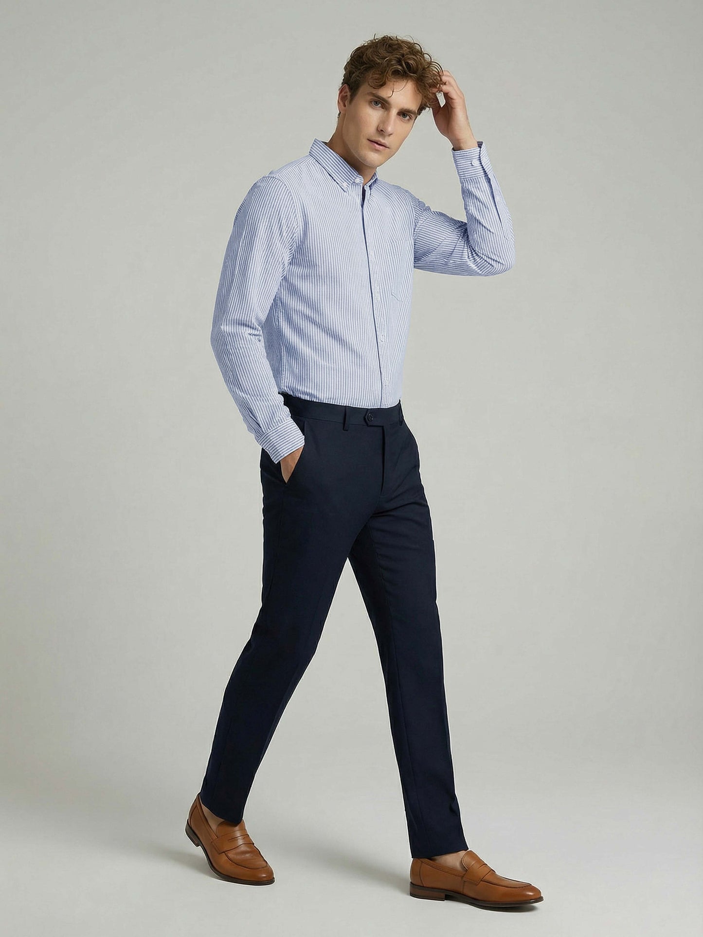 Celio* Striped Blue Cotton Regular Fit Men Shirts