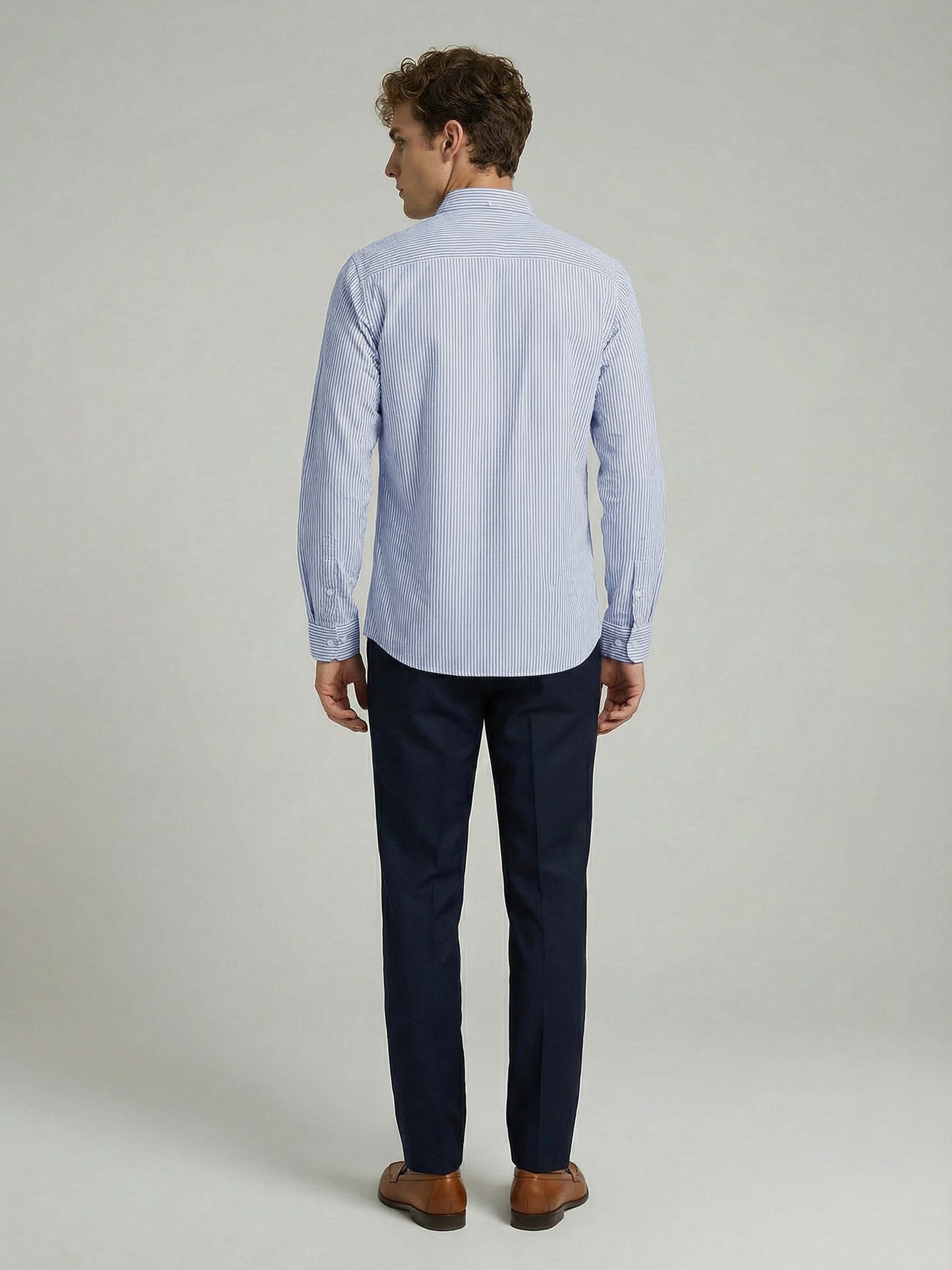 Celio* Striped Blue Cotton Regular Fit Men Shirts
