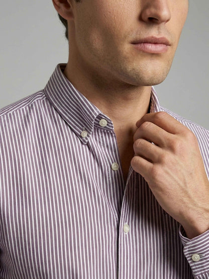Celio* Men Cotton Regular Fit Purple Striped Shirts