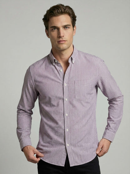 Celio* Men Cotton Regular Fit Purple Striped Shirts