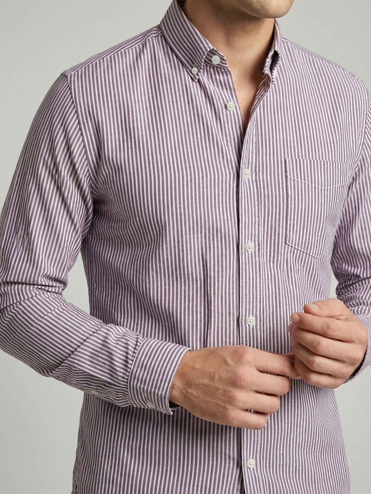 Celio* Men Cotton Regular Fit Purple Striped Shirts