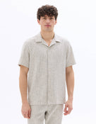 Celio Men Off White Striped Regular Fit Cotton Shirts
