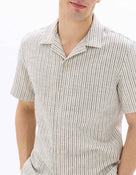 Celio Men Off White Striped Regular Fit Cotton Shirts