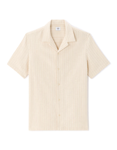 Celio Men Beige Striped Regular Fit Cotton Shirts