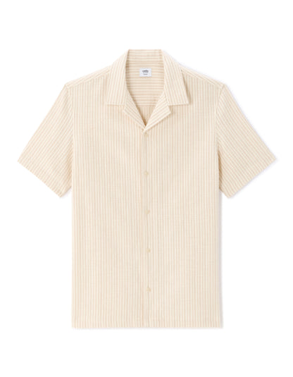 Celio Men Beige Striped Regular Fit Cotton Shirts