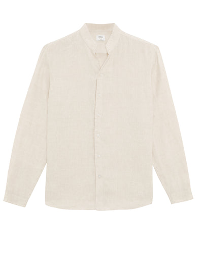 Regular Fit 100% Linen Solid Shirt - Cream