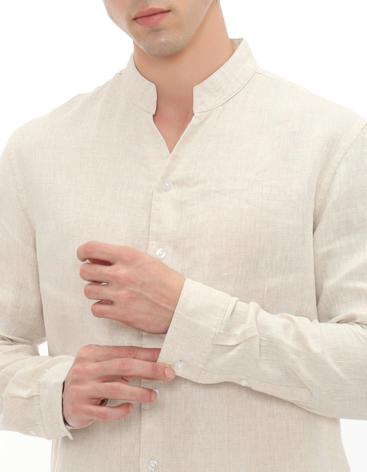 Regular Fit 100% Linen Solid Shirts - Cream