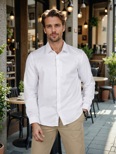 Celio* Solid Regular Fit Cotton White Shirt