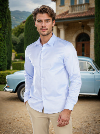 Celio* Solid Regular Fit Cotton Blue Shirt