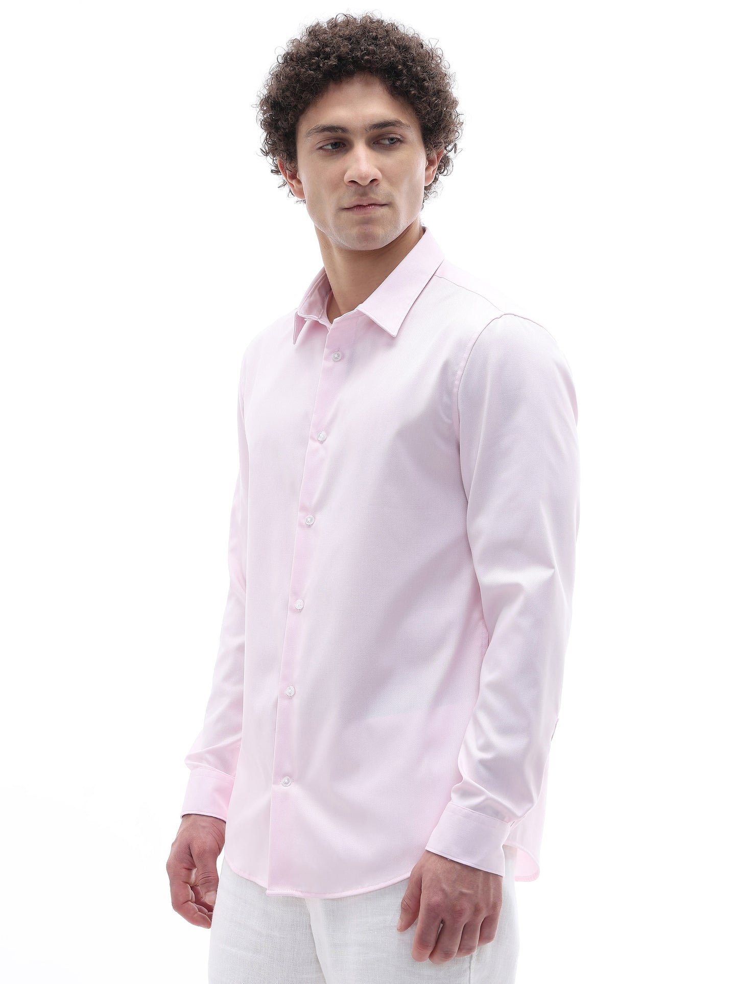 Celio Solid Slim Fit Cotton Pink Shirts