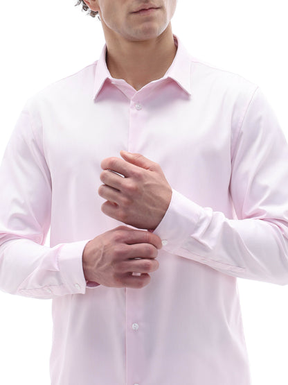 Celio Solid Slim Fit Cotton Pink Shirts