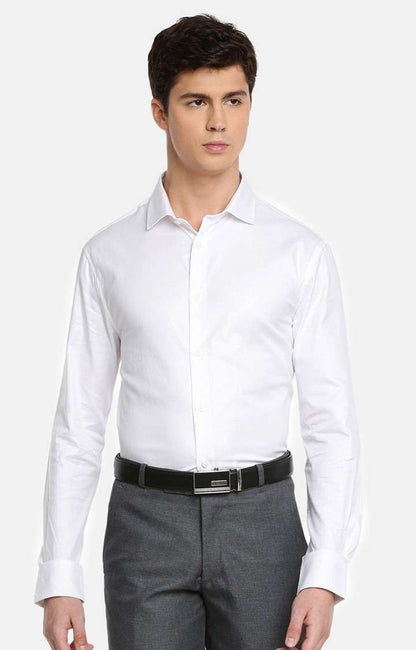 Celio* White Men Solid Cotton Slim Fit Shirts