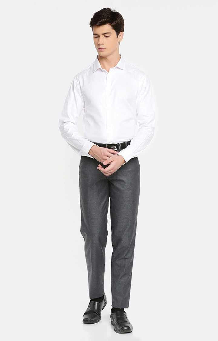 Celio* White Men Solid Cotton Slim Fit Shirts