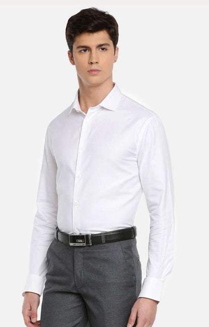 Celio* White Men Solid Cotton Slim Fit Shirts