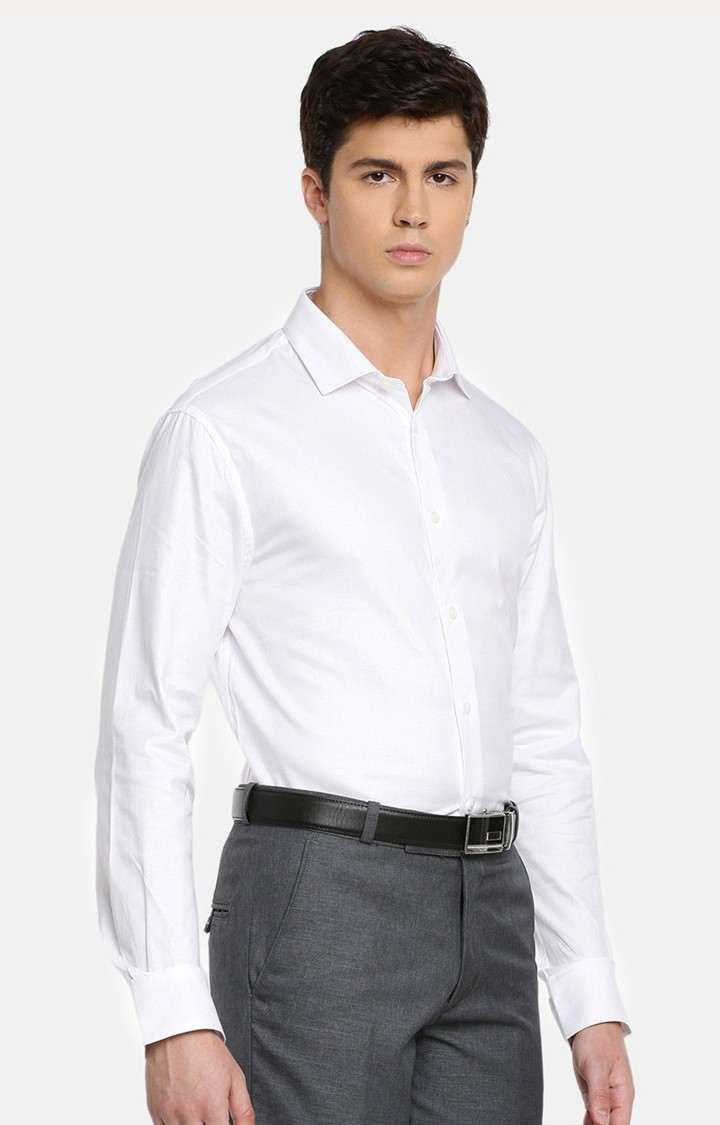 Celio* White Men Solid Cotton Slim Fit Shirts