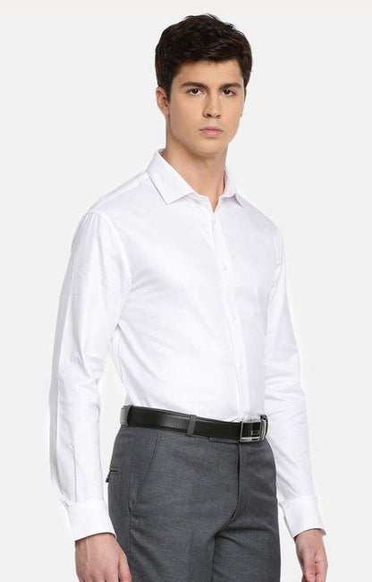 Celio* White Men Solid Cotton Slim Fit Shirts