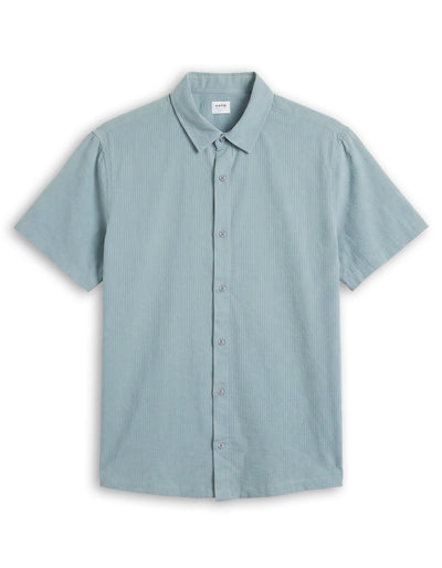 Celio Textured Regular Fit Cotton Blue Shirts