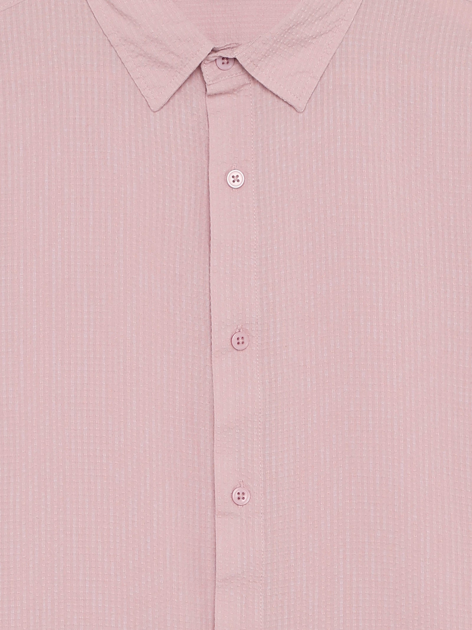 Celio Textured Regular Fit Cotton Purple Shirts