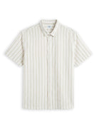 Celio Stripes Regular Fit Cotton Beige Shirts