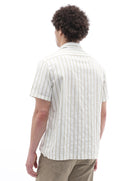 Celio Stripes Regular Fit Cotton Beige Shirts