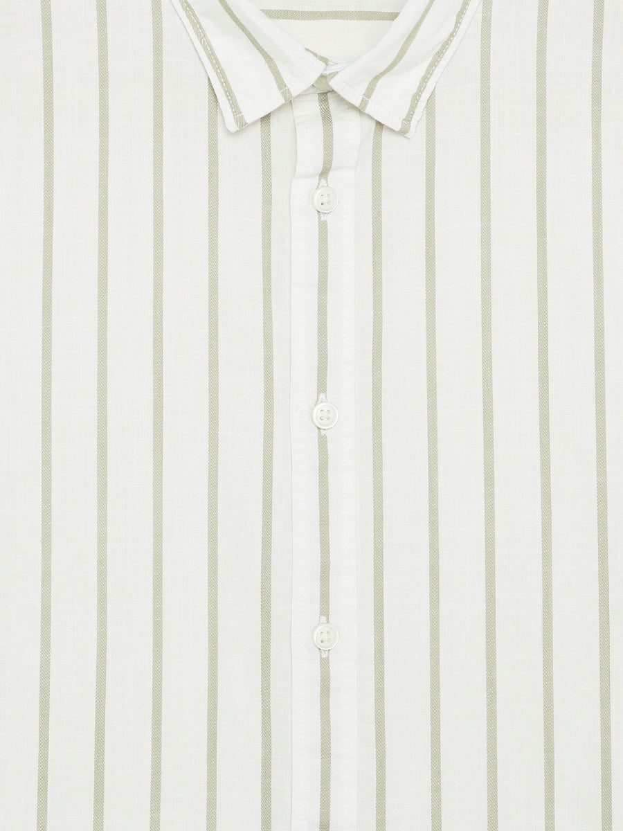 Celio Stripes Regular Fit Cotton Beige Shirts