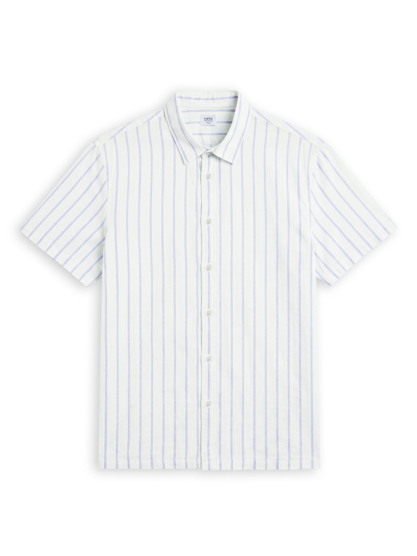 Celio Stripes Regular Fit Cotton Green Shirts