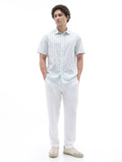 Celio Stripes Regular Fit Cotton Green Shirts