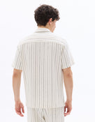 Celio Men Off white Striped Regular Fit Cotton Shirts