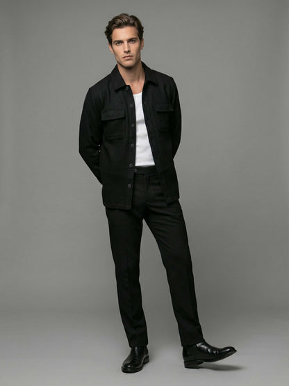 Celio* Men Black Solid Oversized Polyester Shirts