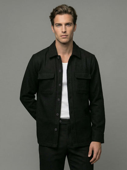 Celio* Men Black Solid Oversized Polyester Shirts
