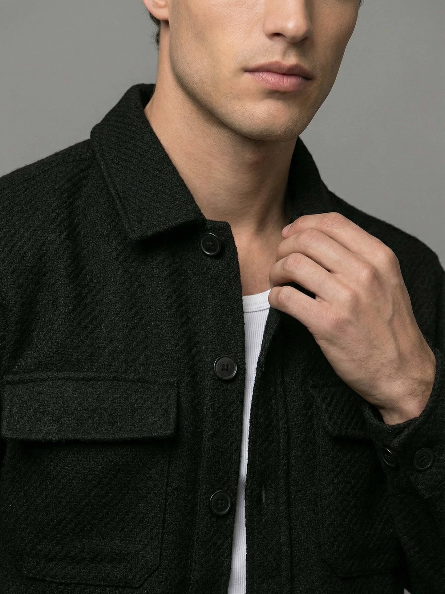 Celio* Men Black Solid Oversized Polyester Shirts