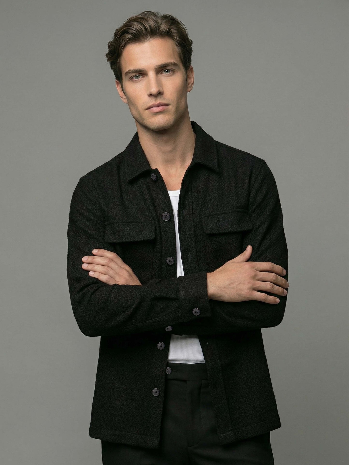 Celio* Men Black Solid Oversized Polyester Shirts