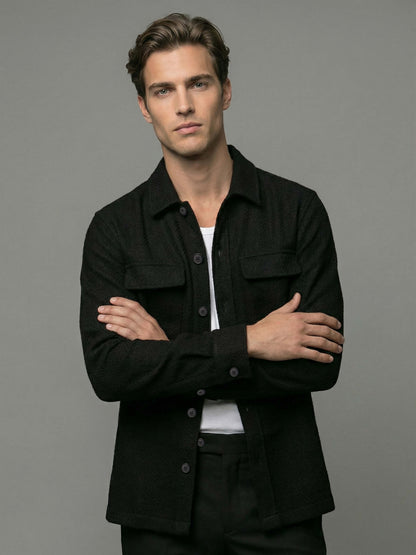 Celio* Men Black Solid Oversized Polyester Shirts