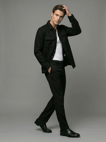 Celio* Men Black Solid Oversized Polyester Shirts