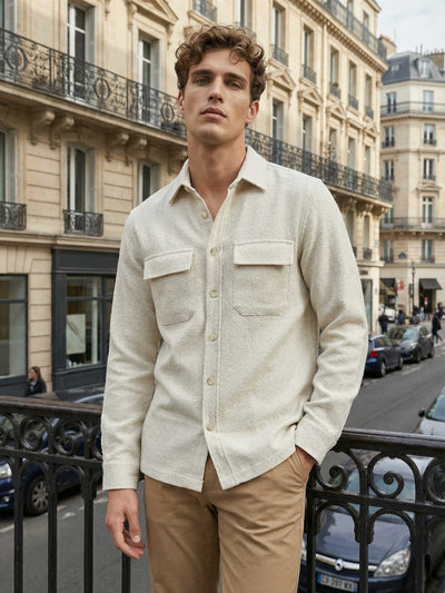 Celio* Men Off White Solid Oversized Polyester Shirts