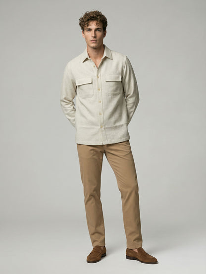 Celio* Men Off White Solid Oversized Polyester Shirts