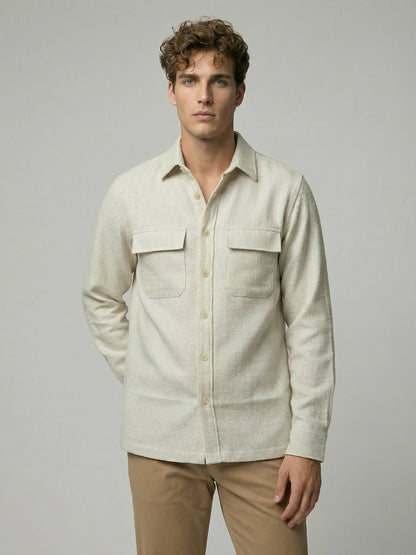 Celio* Men Off White Solid Oversized Polyester Shirts