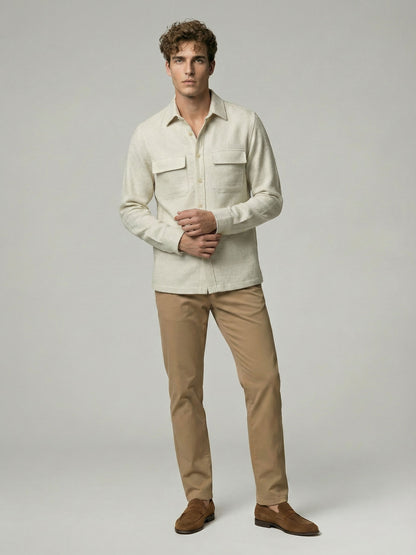 Celio* Men Off White Solid Oversized Polyester Shirts