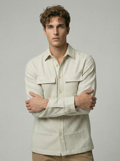 Celio* Men Off White Solid Oversized Polyester Shirts