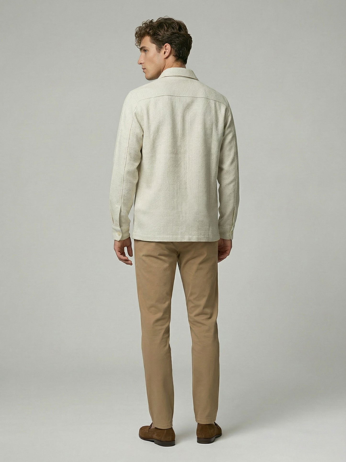 Celio* Men Off White Solid Oversized Polyester Shirts