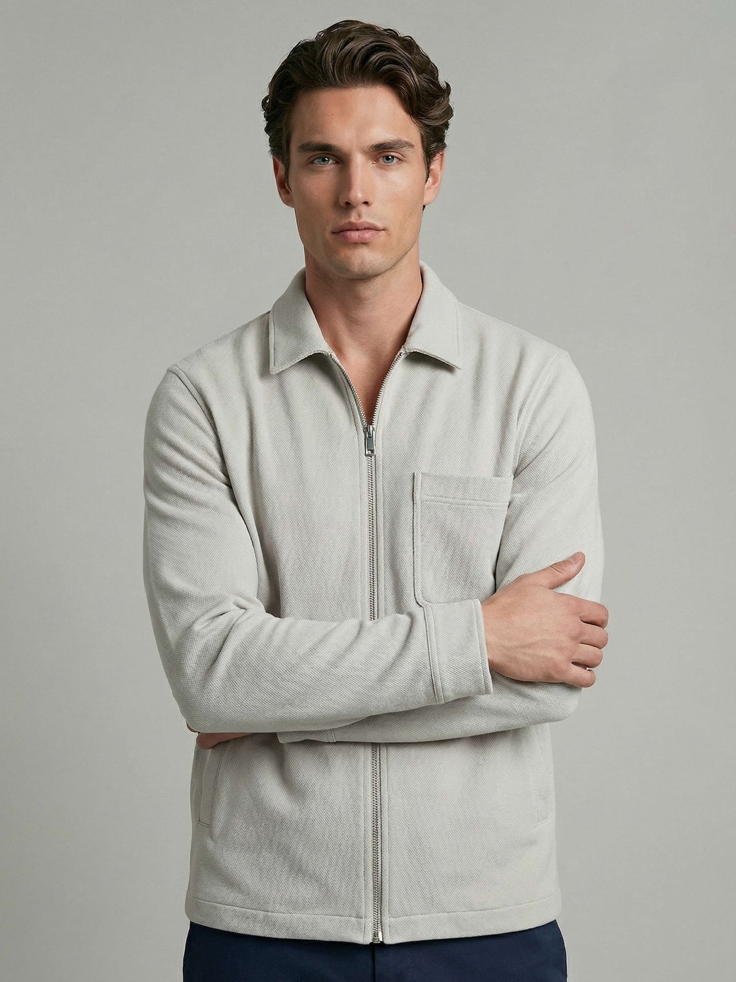 Celio* Men Grey Solid Oversized Cotton Shirts
