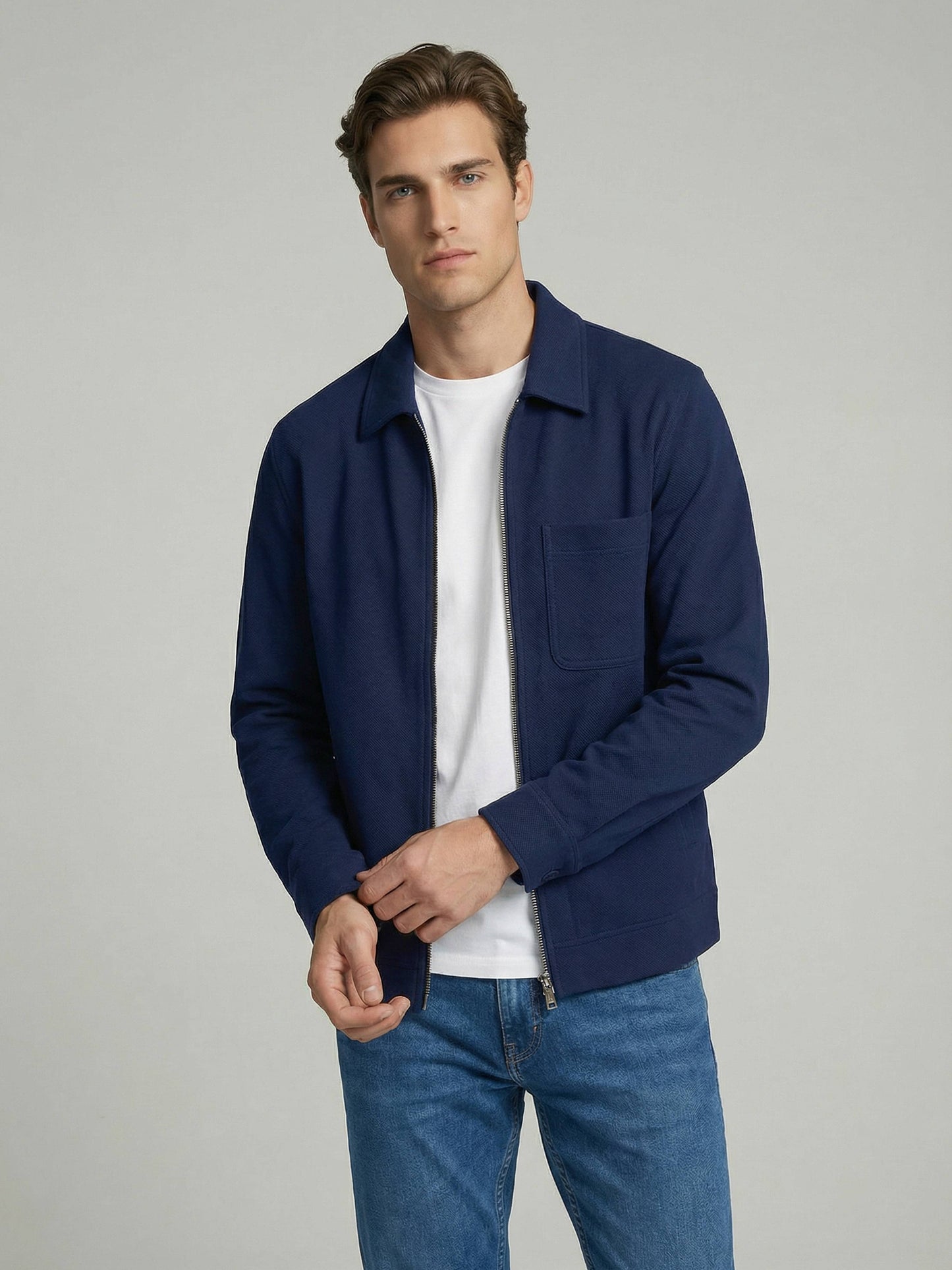Celio* Men Blue Solid Oversized Cotton Shirts