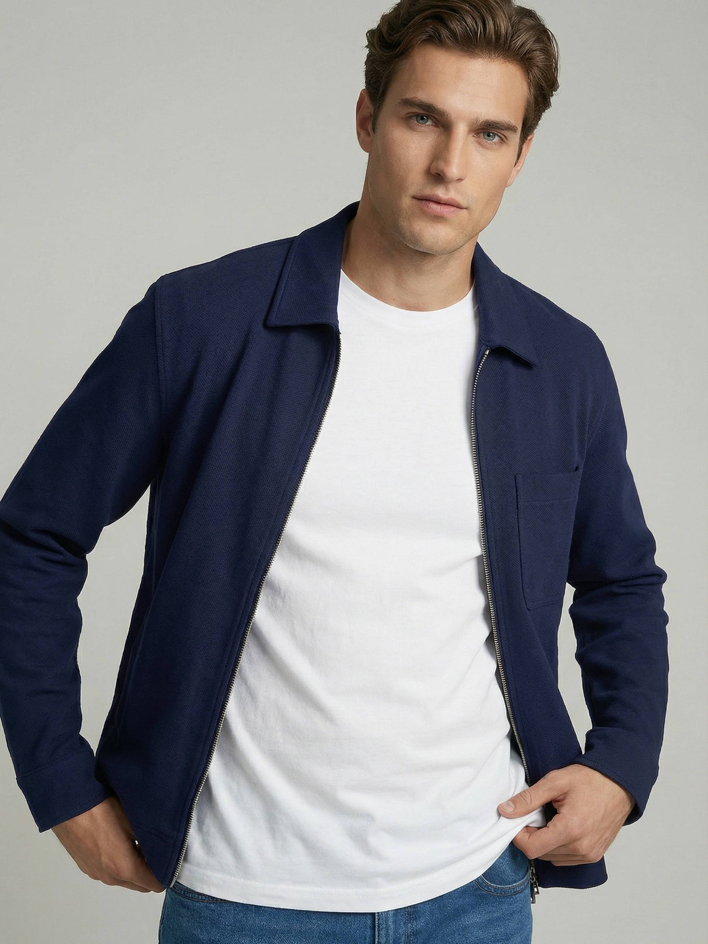 Celio* Men Blue Solid Oversized Cotton Shirts