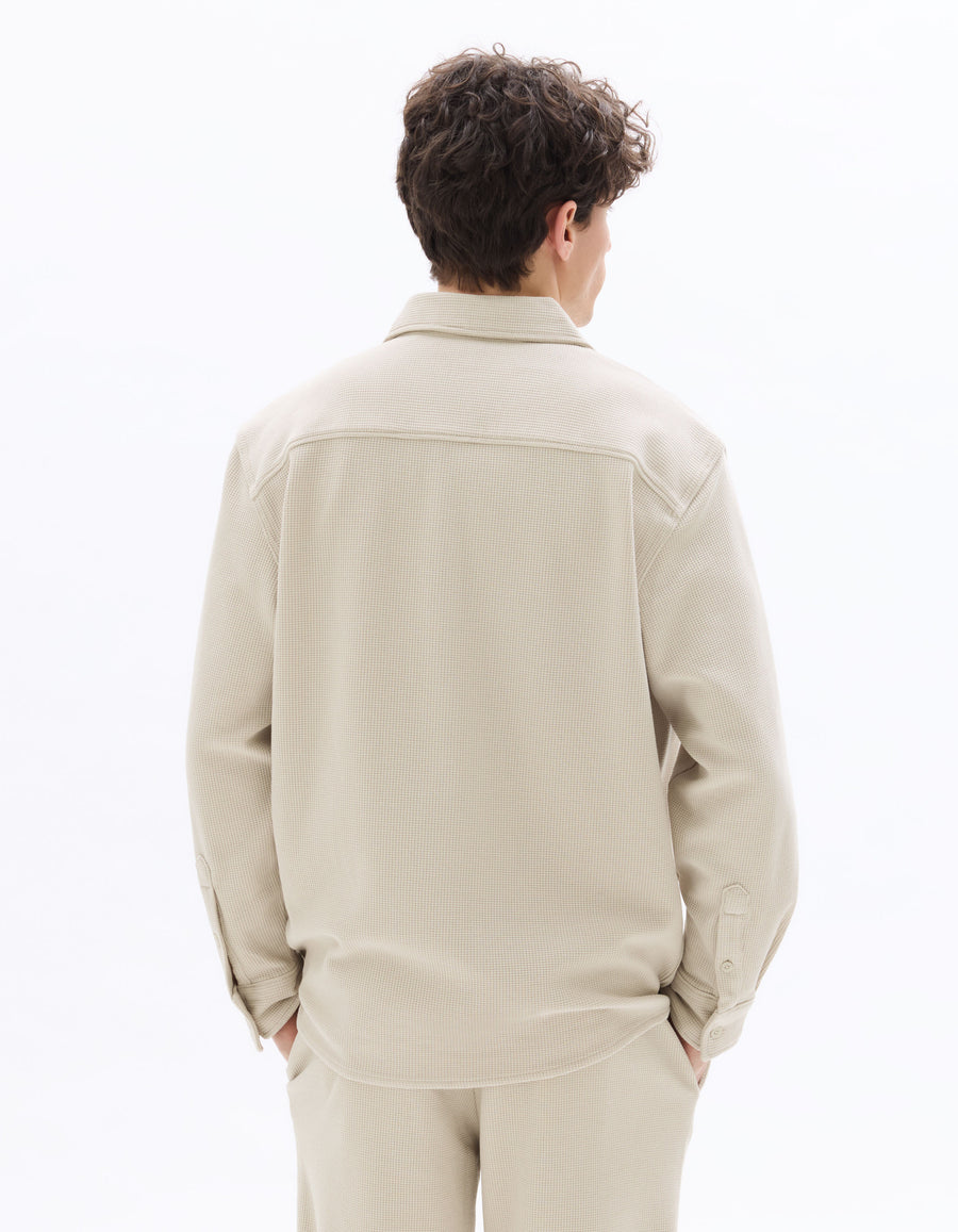 Celio Men Beige Solid Oversized Cotton Shirts