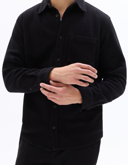 Celio Men Black Solid Oversized Cotton Shirts