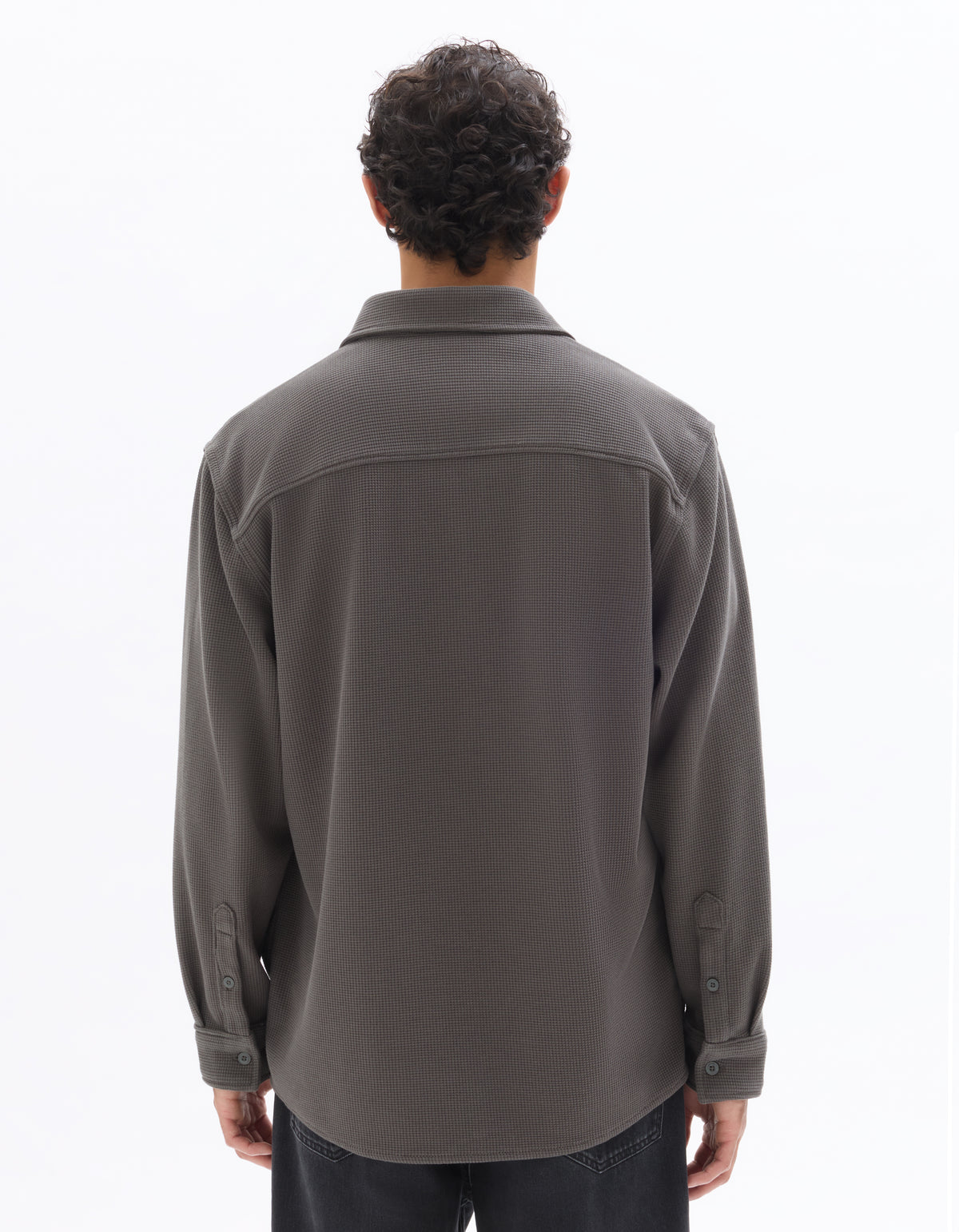 Oversized Fit Cotton Blend Spread Collar Shirt - Khaki
