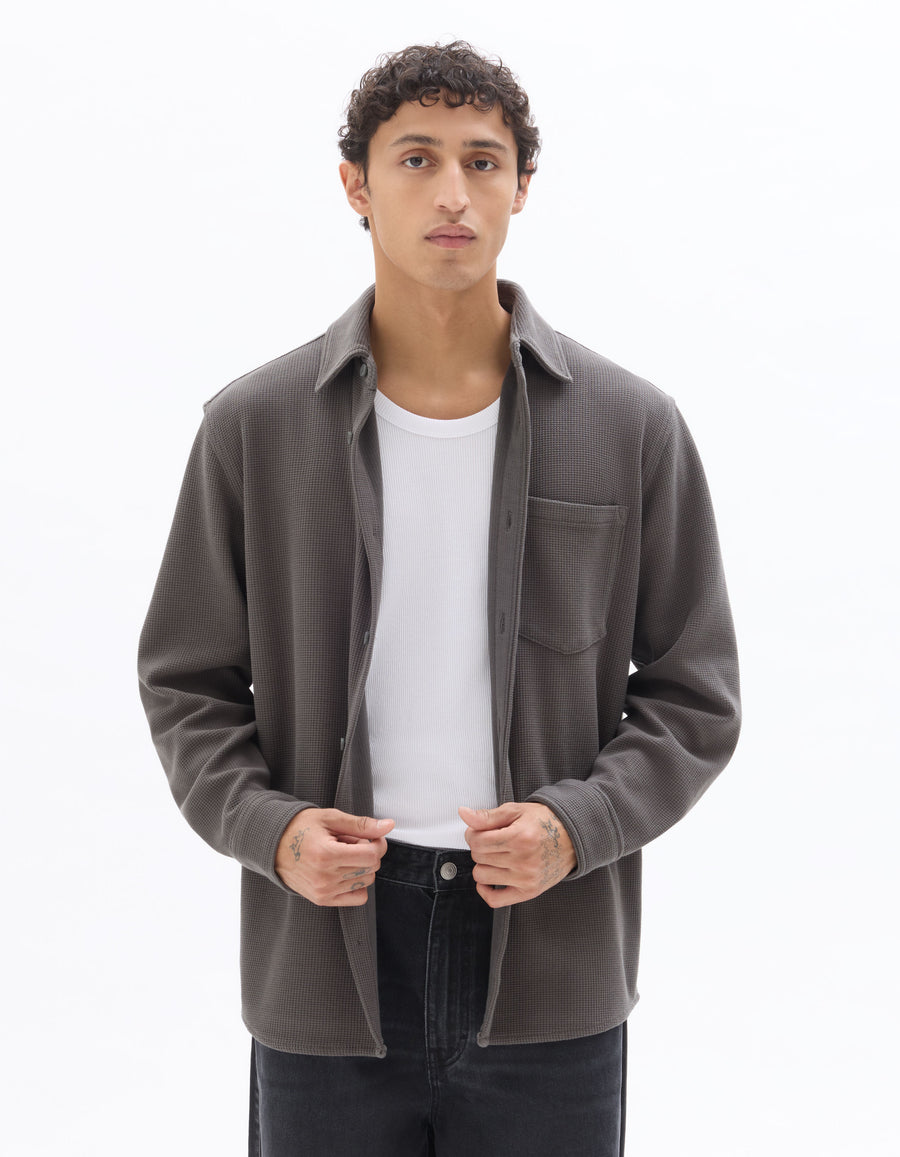 Celio Men Grey Solid Oversized Cotton Shirts